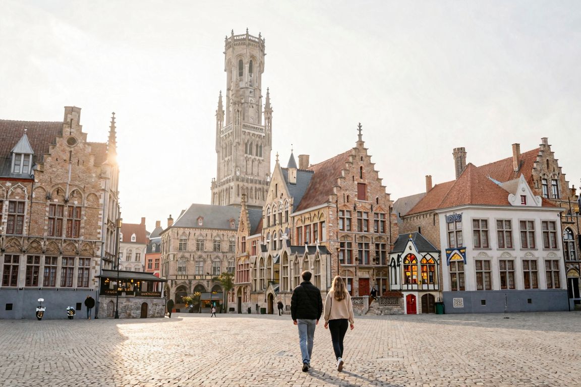 La Grand-Place de Bruges et ses façades médiévales au début d’un séjour à deux